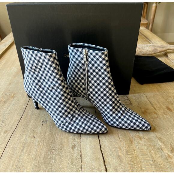 RAG & BONE Gingham Beha Boots - NIB - Size 38 1/2 - Navy/White - Picture 2 of 5